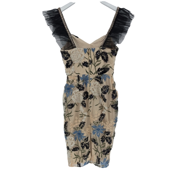 Lulus NWOT Showstopper Cream Embroidered Sequined Bodycon Midi Dress Size XS - Picture 7 of 11